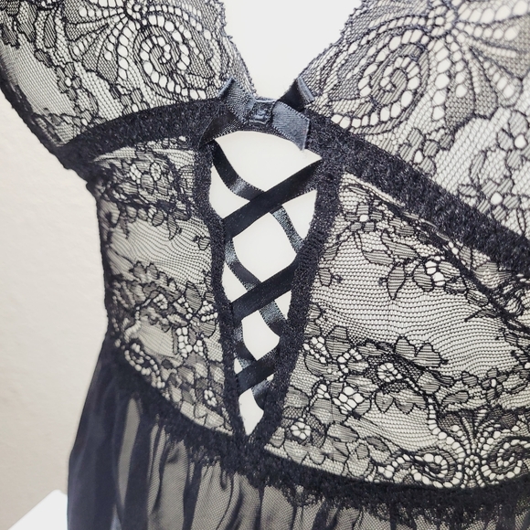 * ADORE ME medium Nighty stretch lace floral sexy sheer fabric adjustable strap - Picture 3 of 8